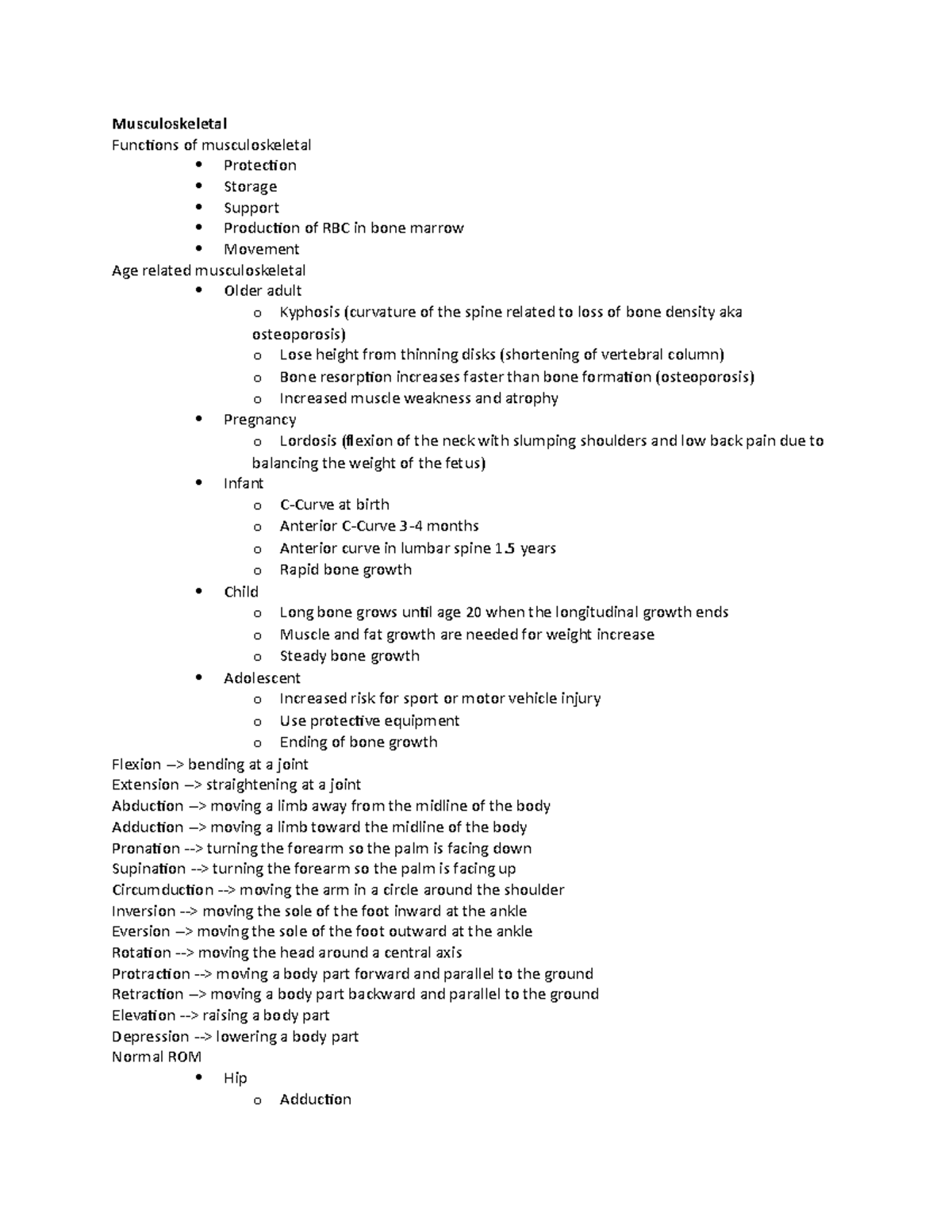 Musculoskeletal Review - Musculoskeletal Functions of musculoskeletal ...