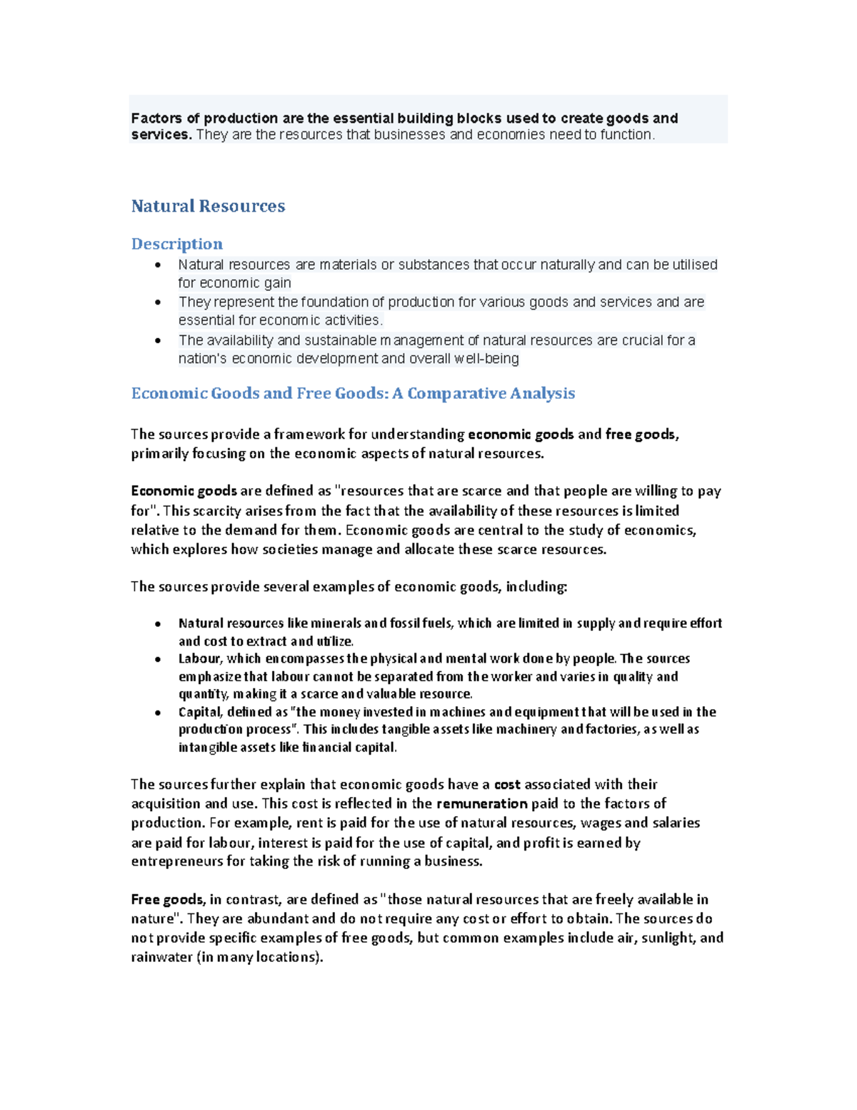 Factors of Production - i gives a more detail overview and general ...