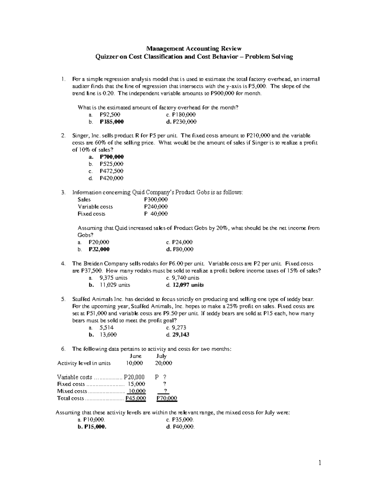 4 Quizzer On Cost Concepts Problem Solving - Management Accounting ...