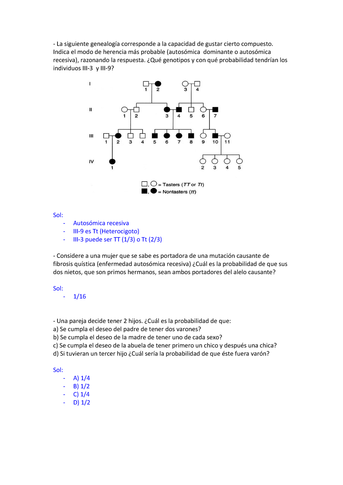 Problemas De Genética Con Solución - - Studocu