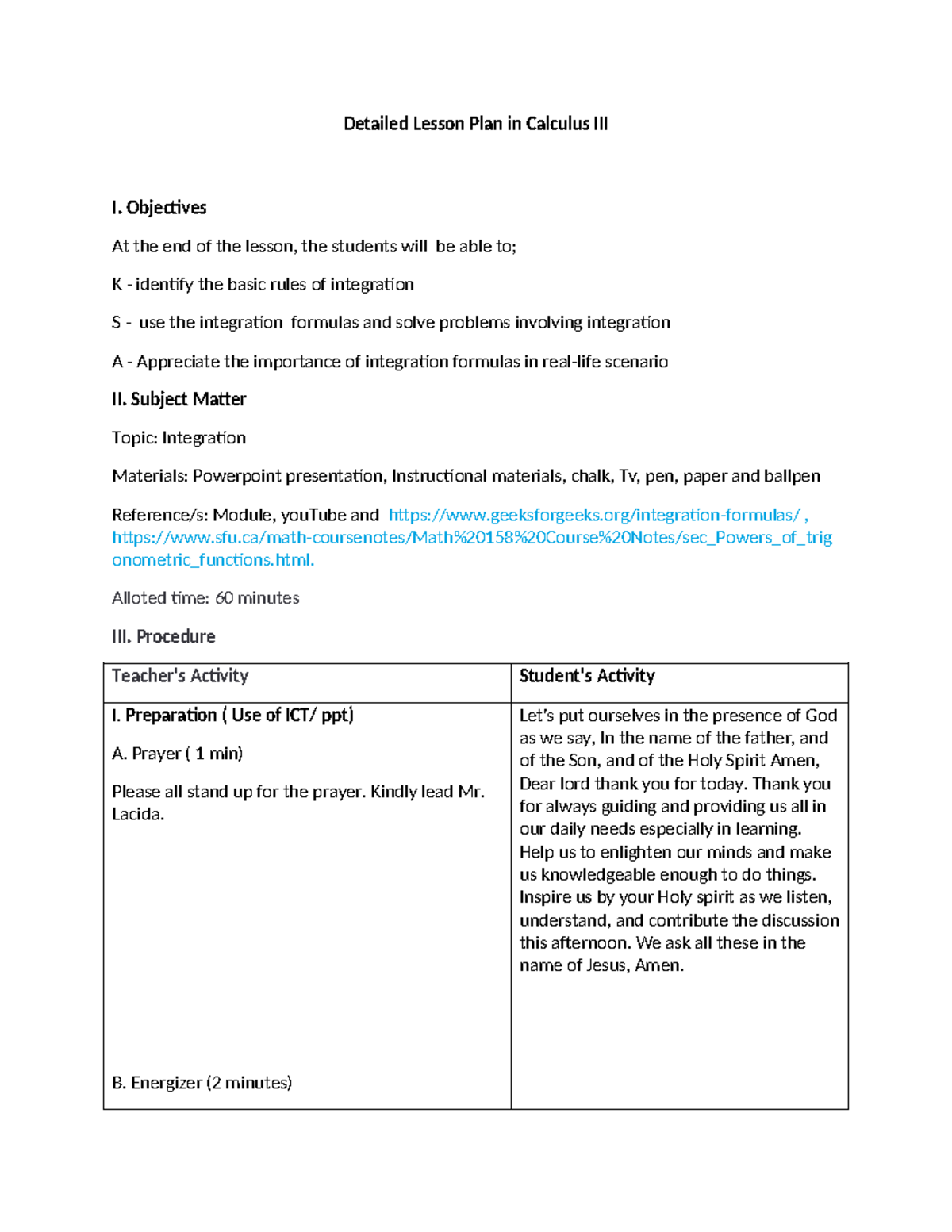 DLP IN Calculus III - Detailed Lesson Plan in Calculus III I ...