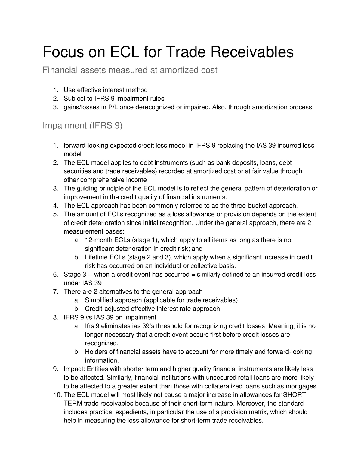 ecl presentation in financial statements