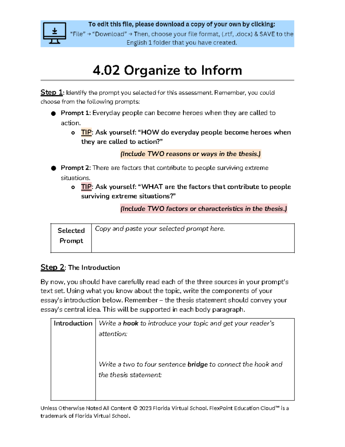 4.02 Organize to Inform - 4 Organize to Inform Step 1: Identify the ...