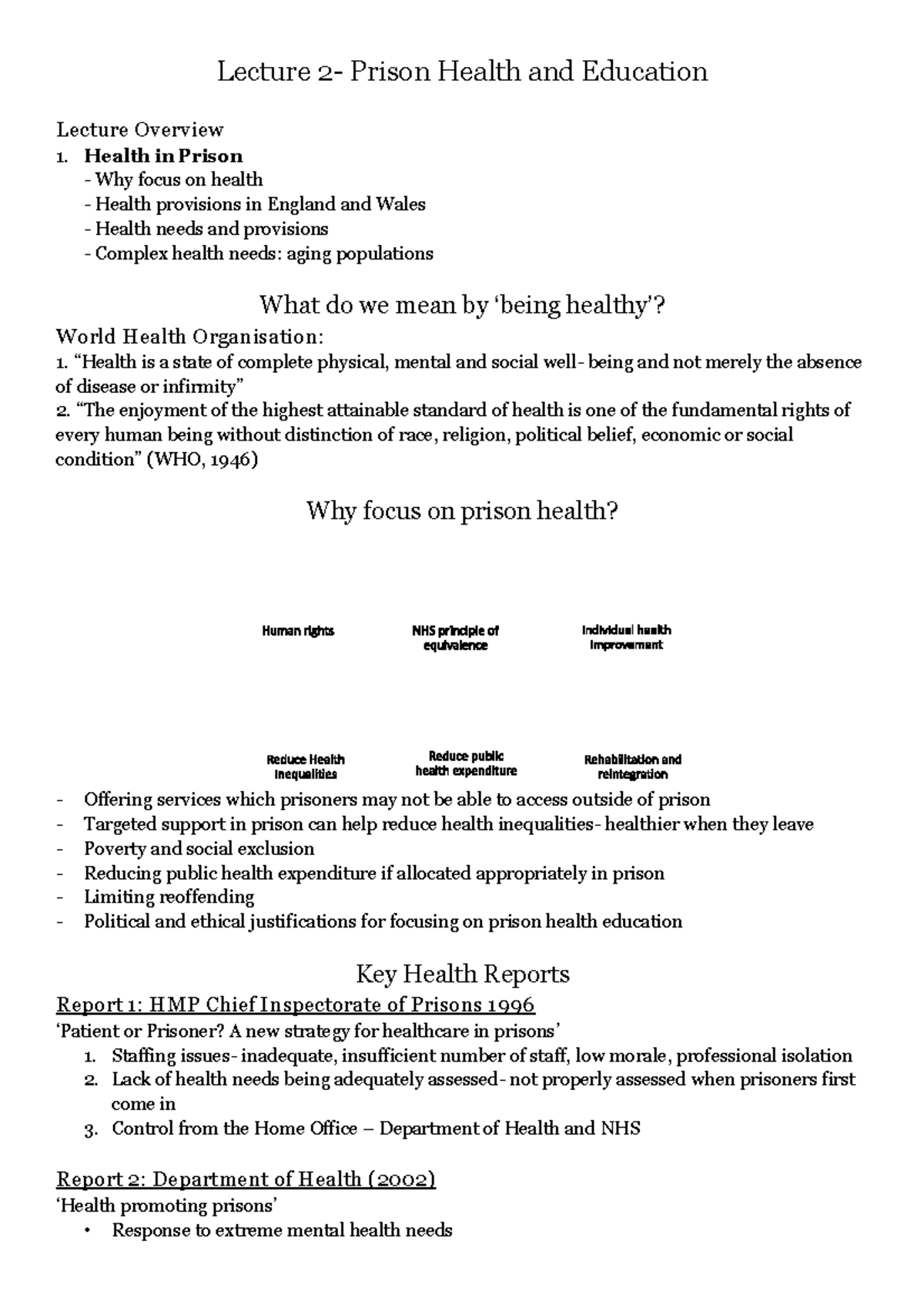 Lecture 2- Prison Health and Education - Staffing issues- inadequate ...
