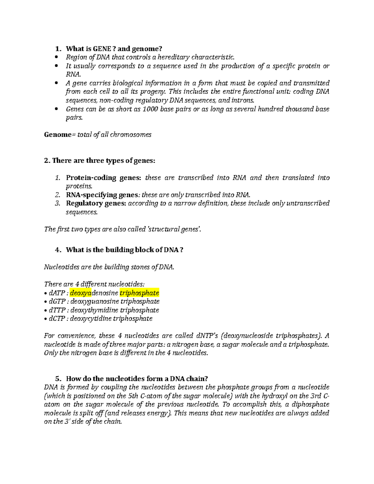 4. Central Dogmareading materials M2 What is GENE? and genome