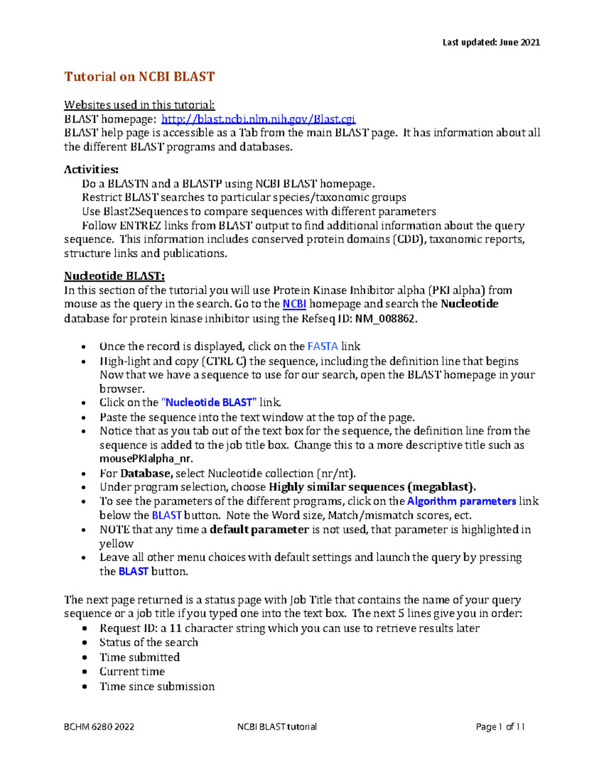 Tutorial On Ncbi Blast _ Guide to Using the Multiple Sequence Alignment ...