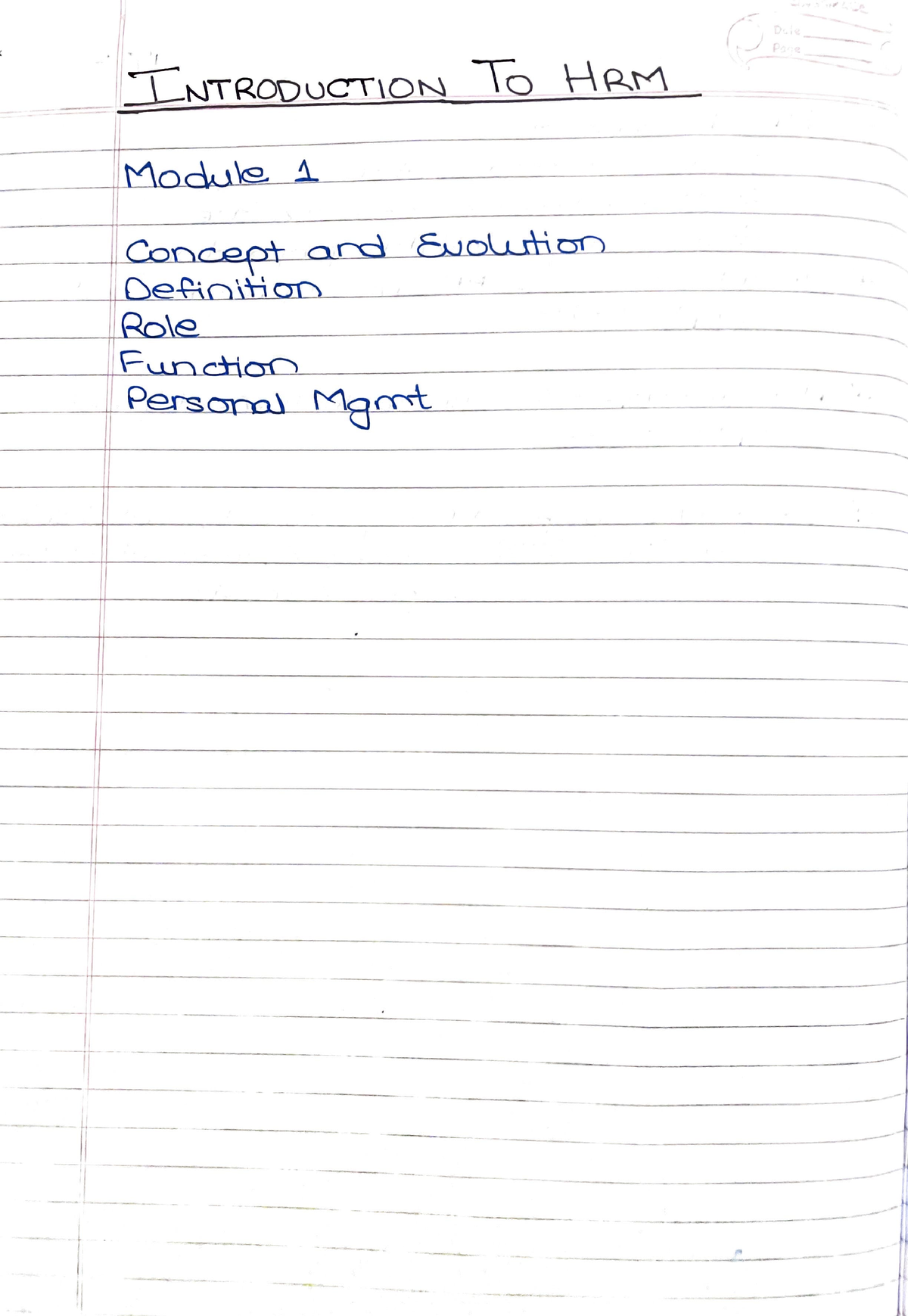 HRM Unit 1 - Handwritten Notes HRM Unit 1 - Human Resource Management ...