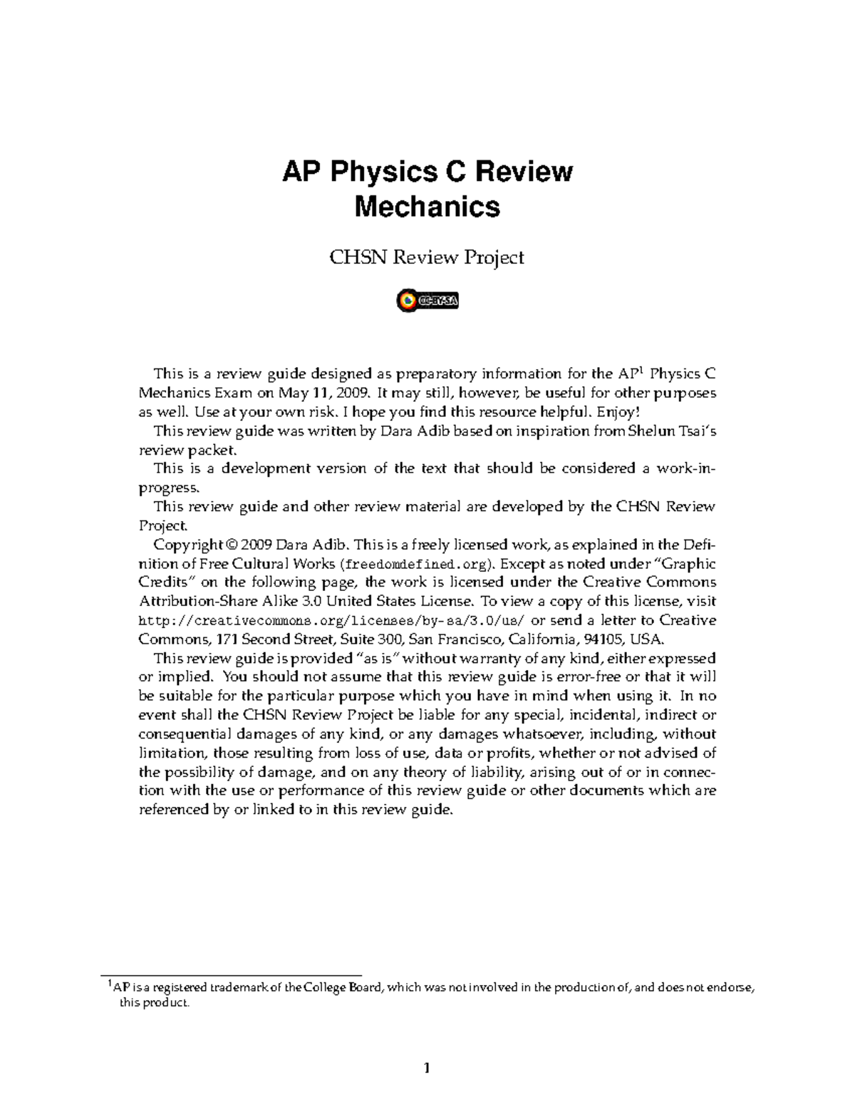 Review AP Physics C Mechanics - AP Physics C Review Mechanics CHSN ...