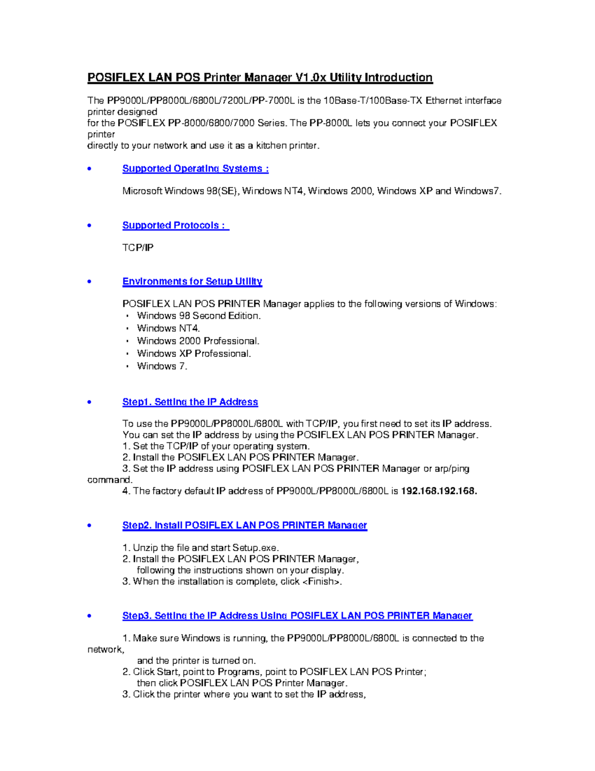 PPLan Mgr Instruction - ewrewztzr - POSIFLEX LAN POS Printer Manager V1 ...