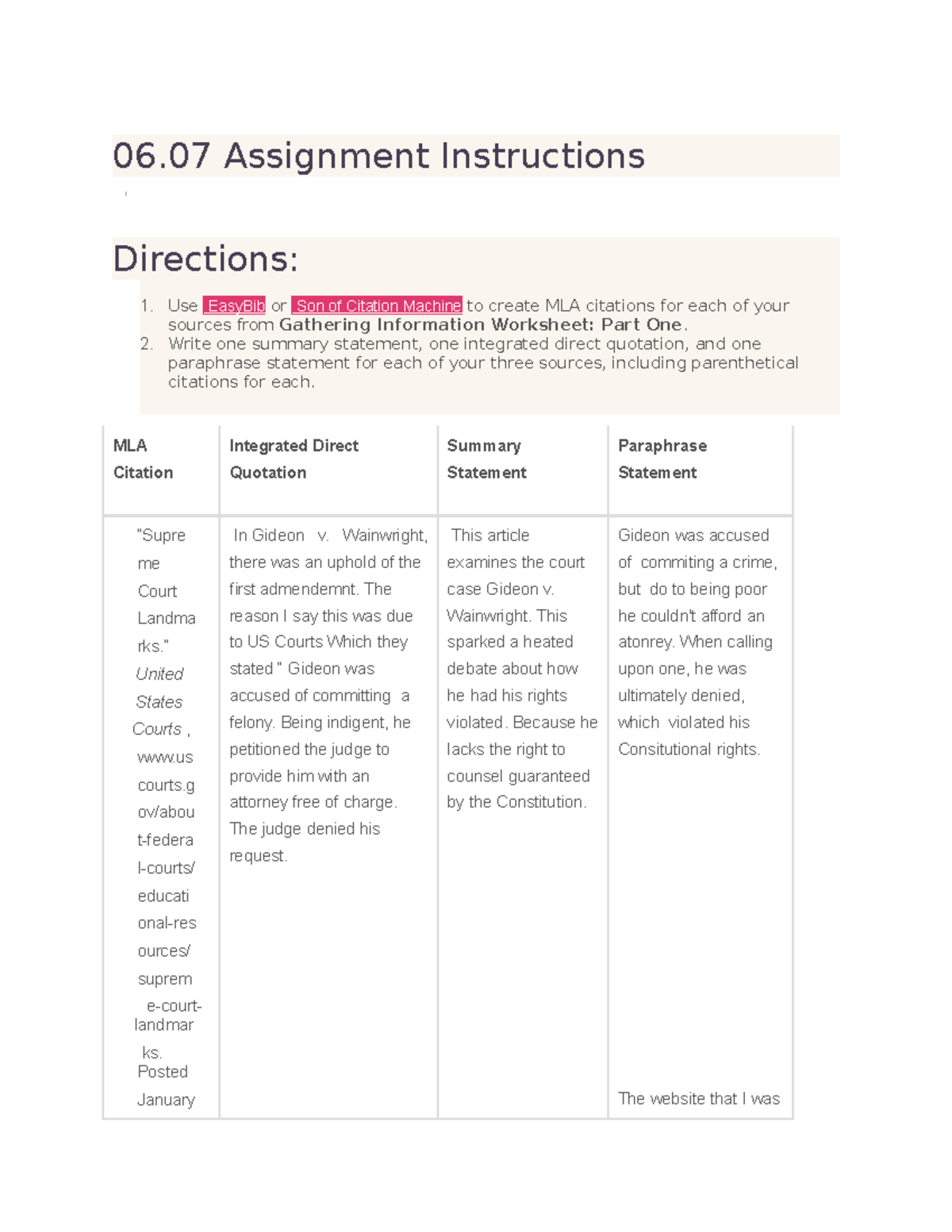 06.07 FGQ45G3 06 Assignment Instructions Directions Use EasyBib or
