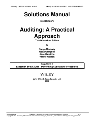 Solution Manual CH12 - Solutions Manual To Accompany Auditing: A ...