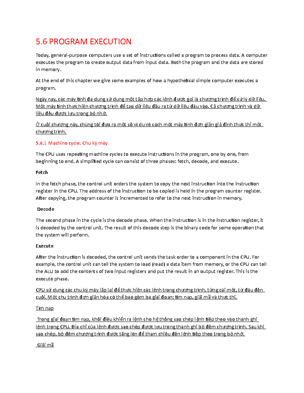 Thuyết trình csi chap 5 - 5 PROGRAM EXECUTION Today, general-purpose ...