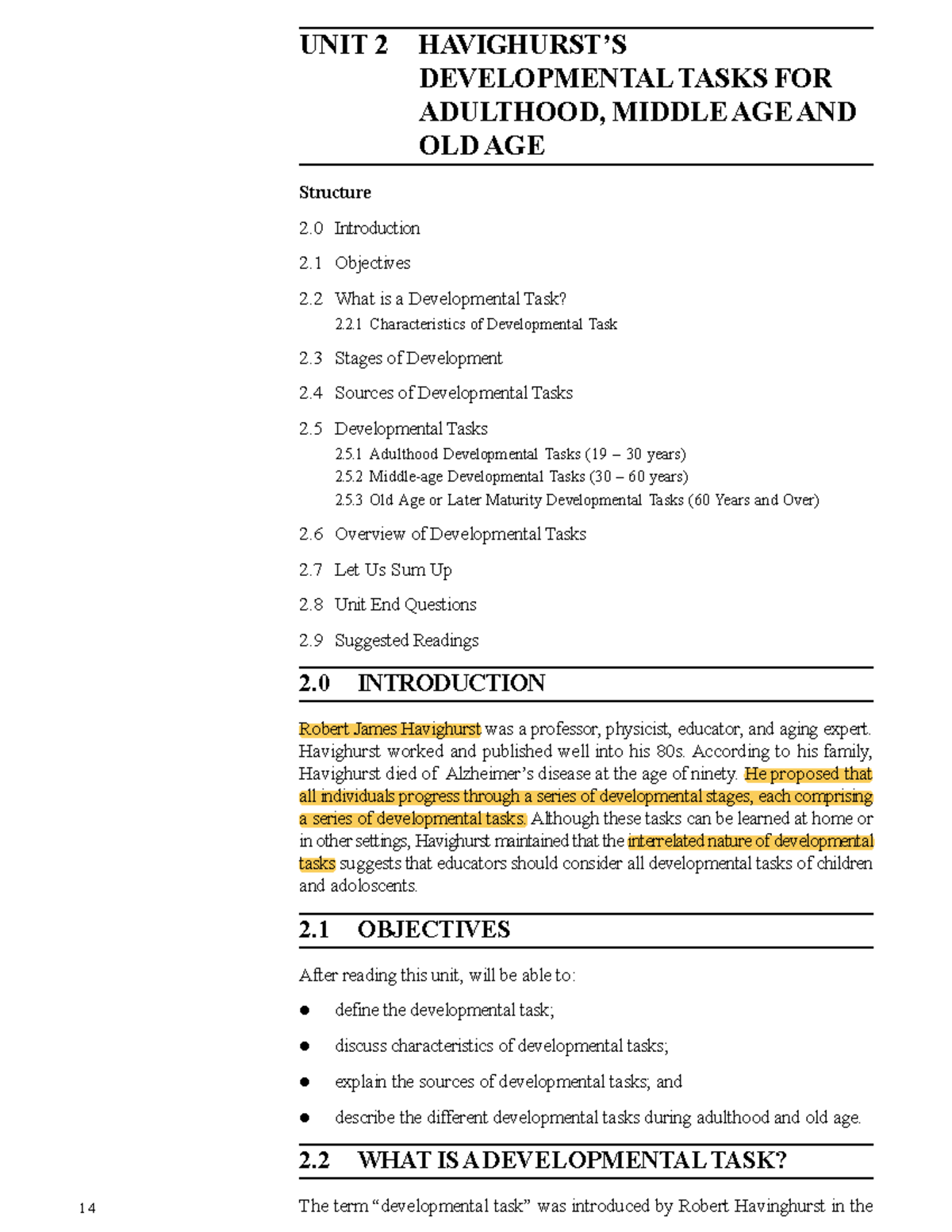 Havinghursts developmental tasks - UNIT 2 HAVIGHURSTíS DEVELOPMENTAL ...