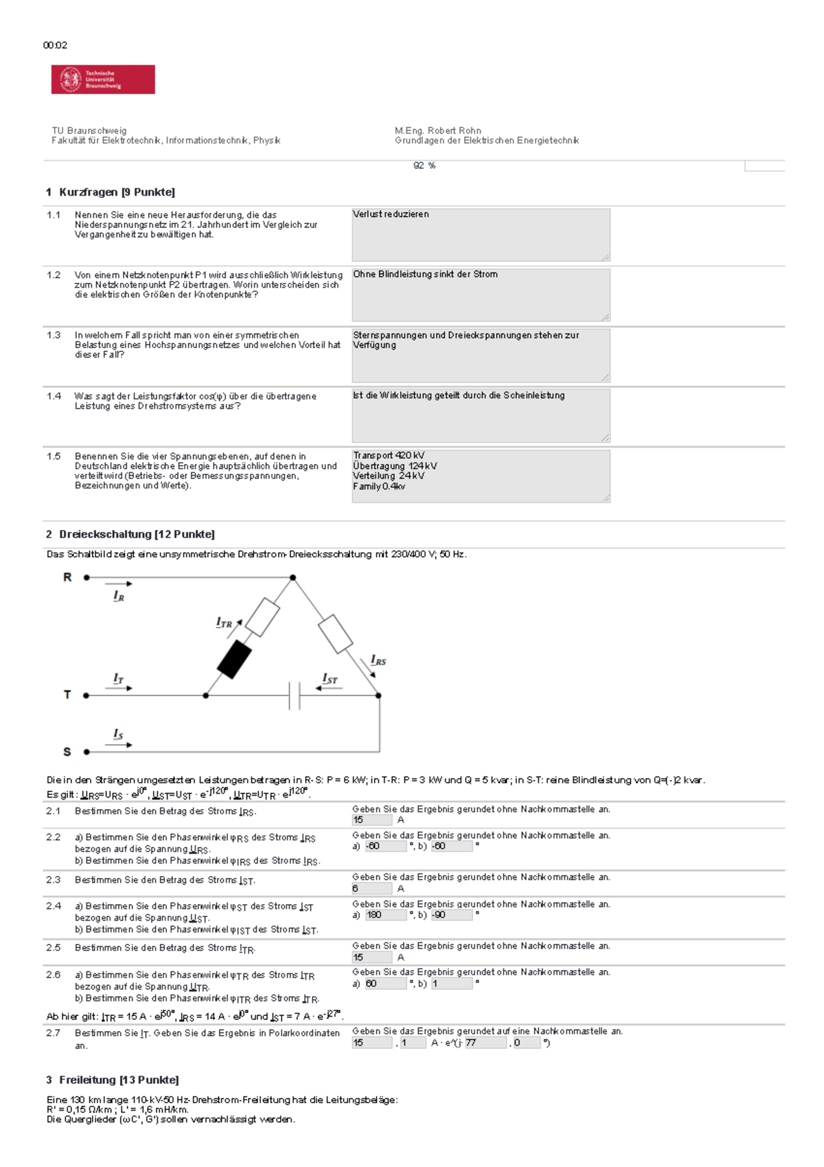 Grundlagen Der Elektrischen Energietechnik Tu Bs Gent - exam - TU Braunschweig M. Robert Rohn Fakultät für