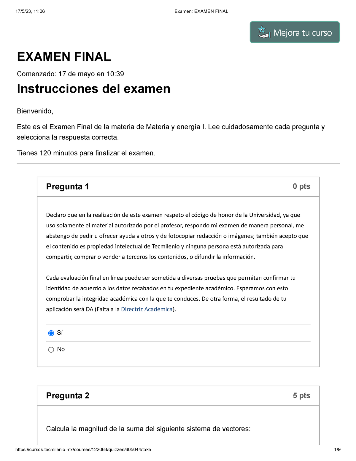 Examen Examen Final Fisica Examen Final Comenzado 17 De Mayo En 10 Instrucciones Del Examen 1366