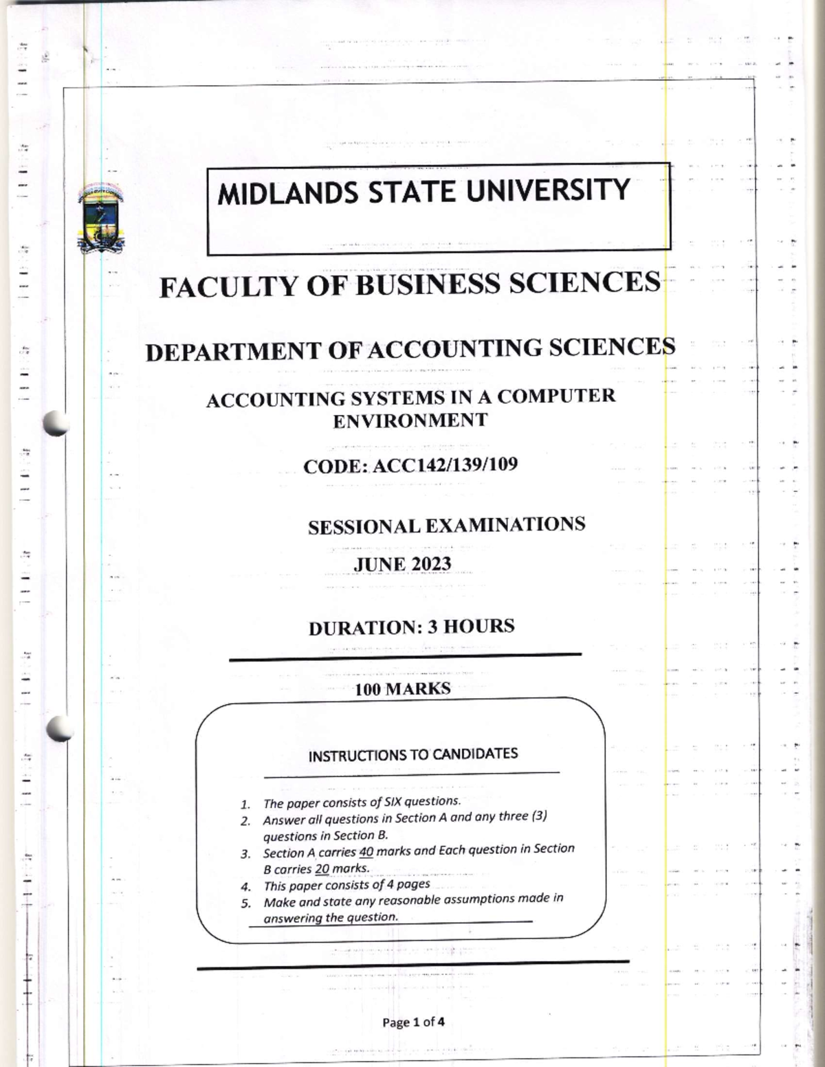 ACC142 JUN 2023 - Practice question paper - MIDLANDS STATE UNIVERSITY ...