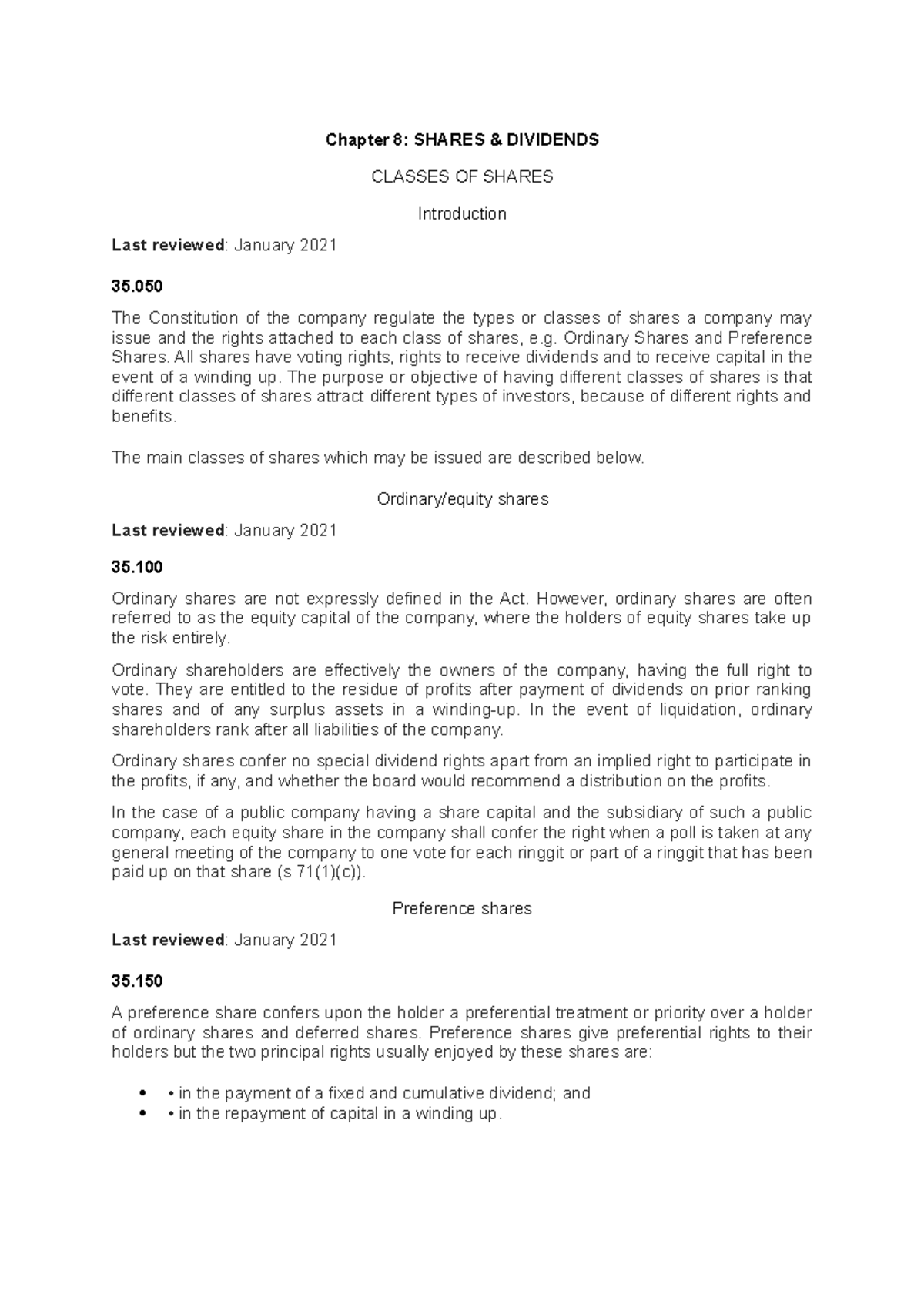 2. Chapter 8 - Shares And Dividends (Classes Of Shares) - Chapter 8 ...