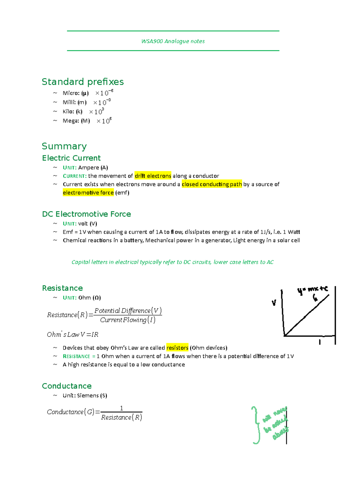 Analogue Electronics - Standard prefixes Micro: (μ) ×1 0− 6 Milli: (m ...
