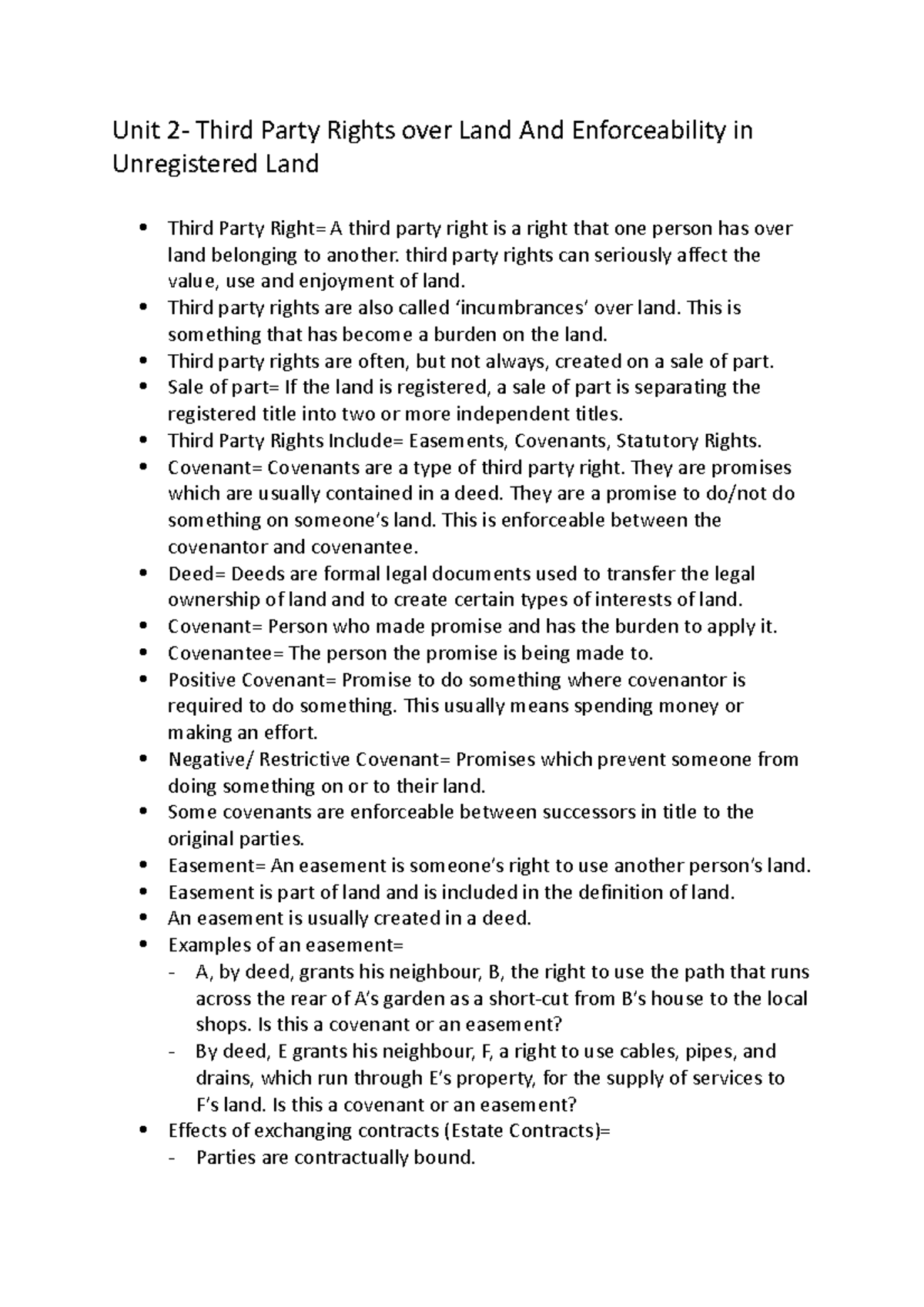 Land Unit 2 land Unit 2 Third Party Rights over Land And