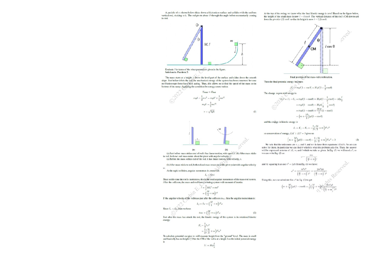 Important Problems For Physics 121 - PHYS 121 - Studocu