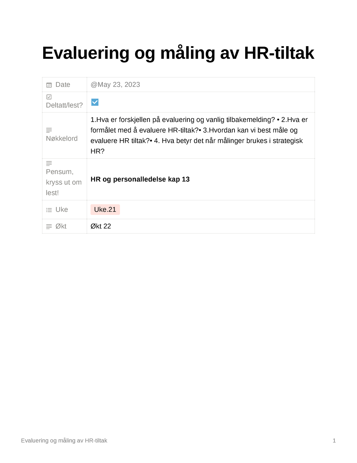 Evaluering Og Måling Av HR-tiltak - Evaluering Og Måling Av HR-tiltak ...