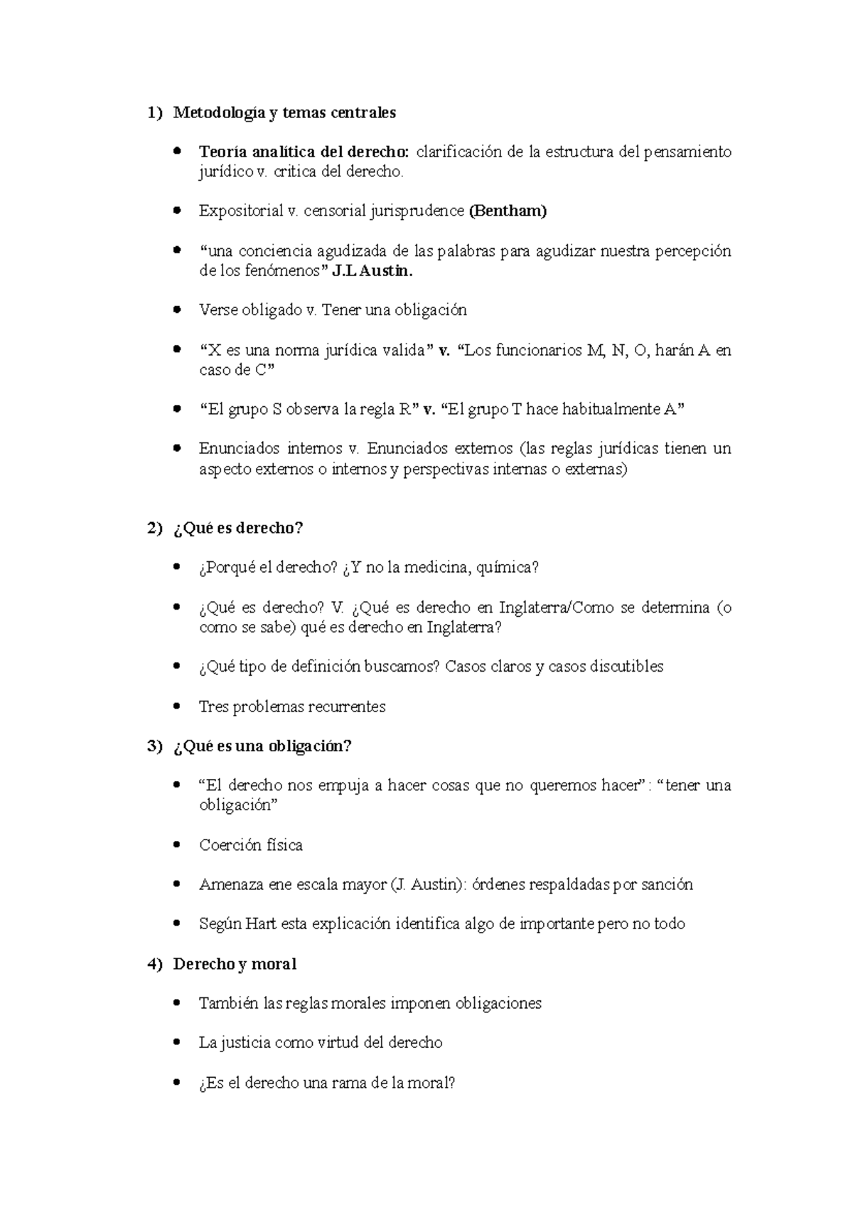 Teoria del dret 14-12-20 - cap 1 i 5 hart - 1) Metodología y temas ...