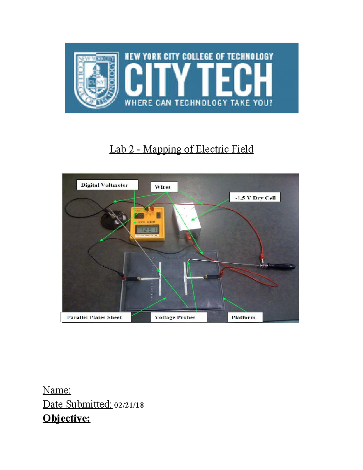 Lab 2 - Physics 2 - Prof. MB - Lab 2 - Mapping Of Electric Field Name ...