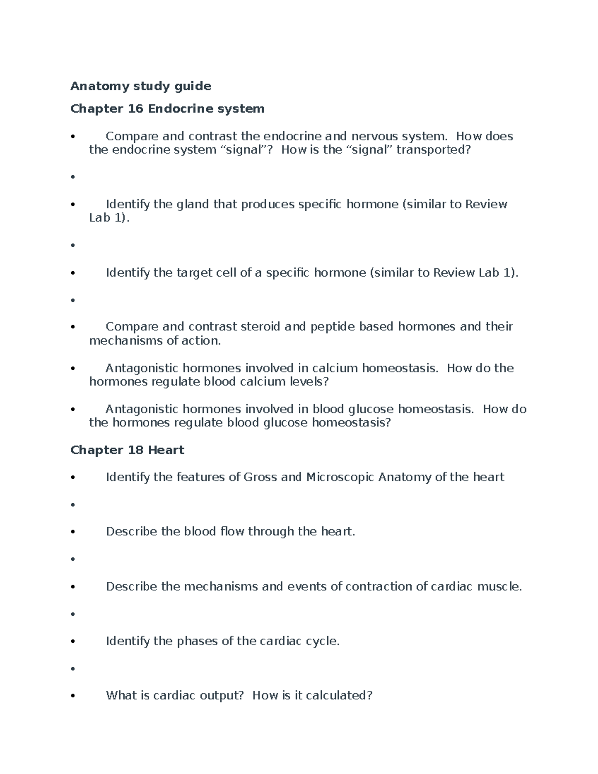 Anatomy study guide - Anatomy study guide Chapter 16 Endocrine system ...