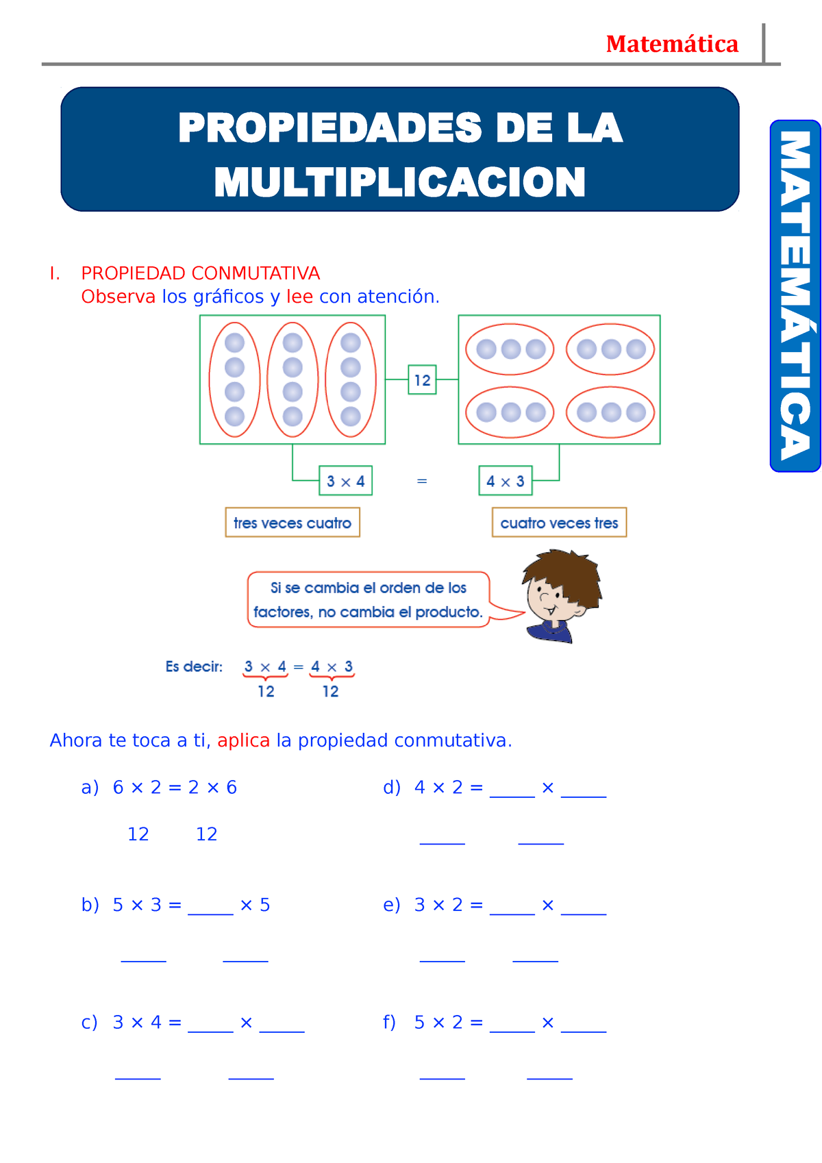 Propiedades De La Multiplicación Para Tercer Grado De Primaria I Propiedad Conmutativa 8128