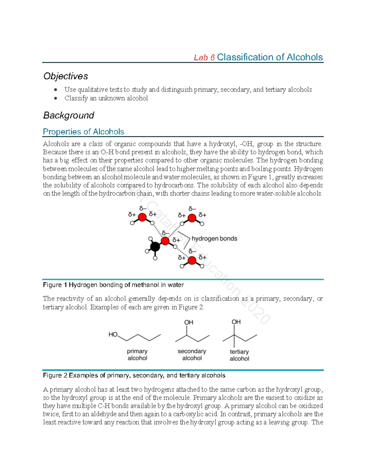 Microsoft Word 2611 Lab 06 Classification of Alcohols Lab 6