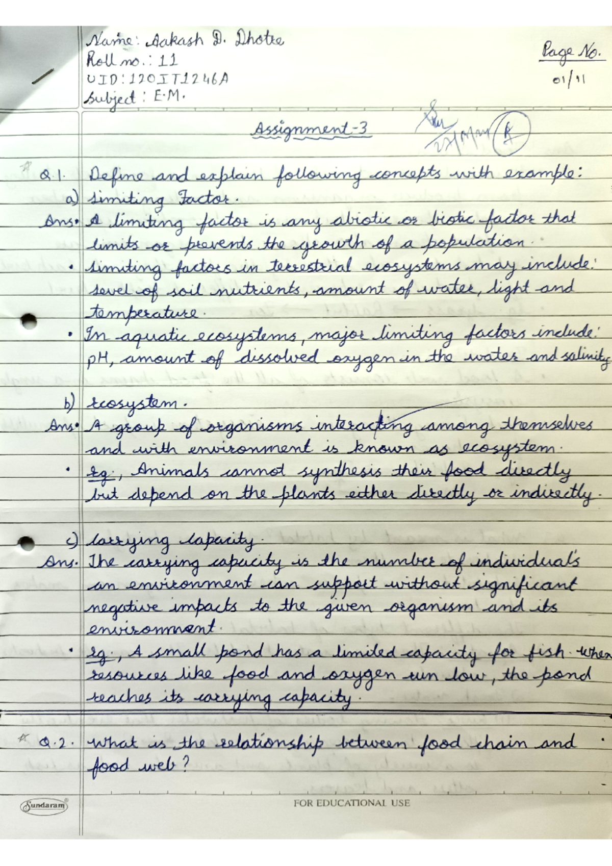 EMS Assignment-3 - EMS Assignment - Bachelor of Engineering in ...