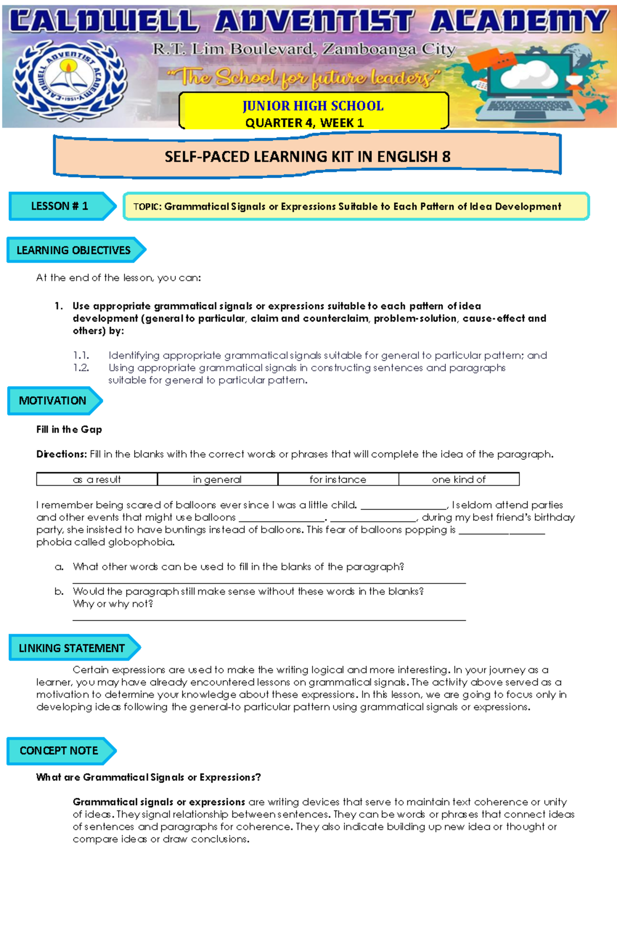 What Are The Examples Of Grammatical Signals