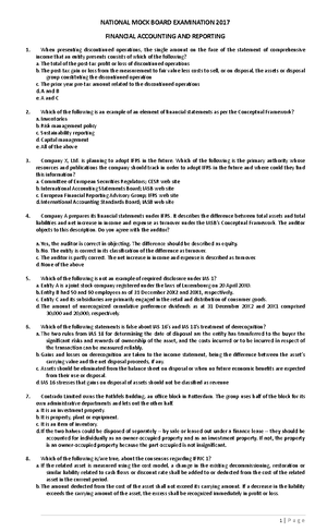 AFAR MOCK - AFAR 1ST SEM – MIDTERM MOCK EXAM (Coverage: Chapter 9, 10 ...