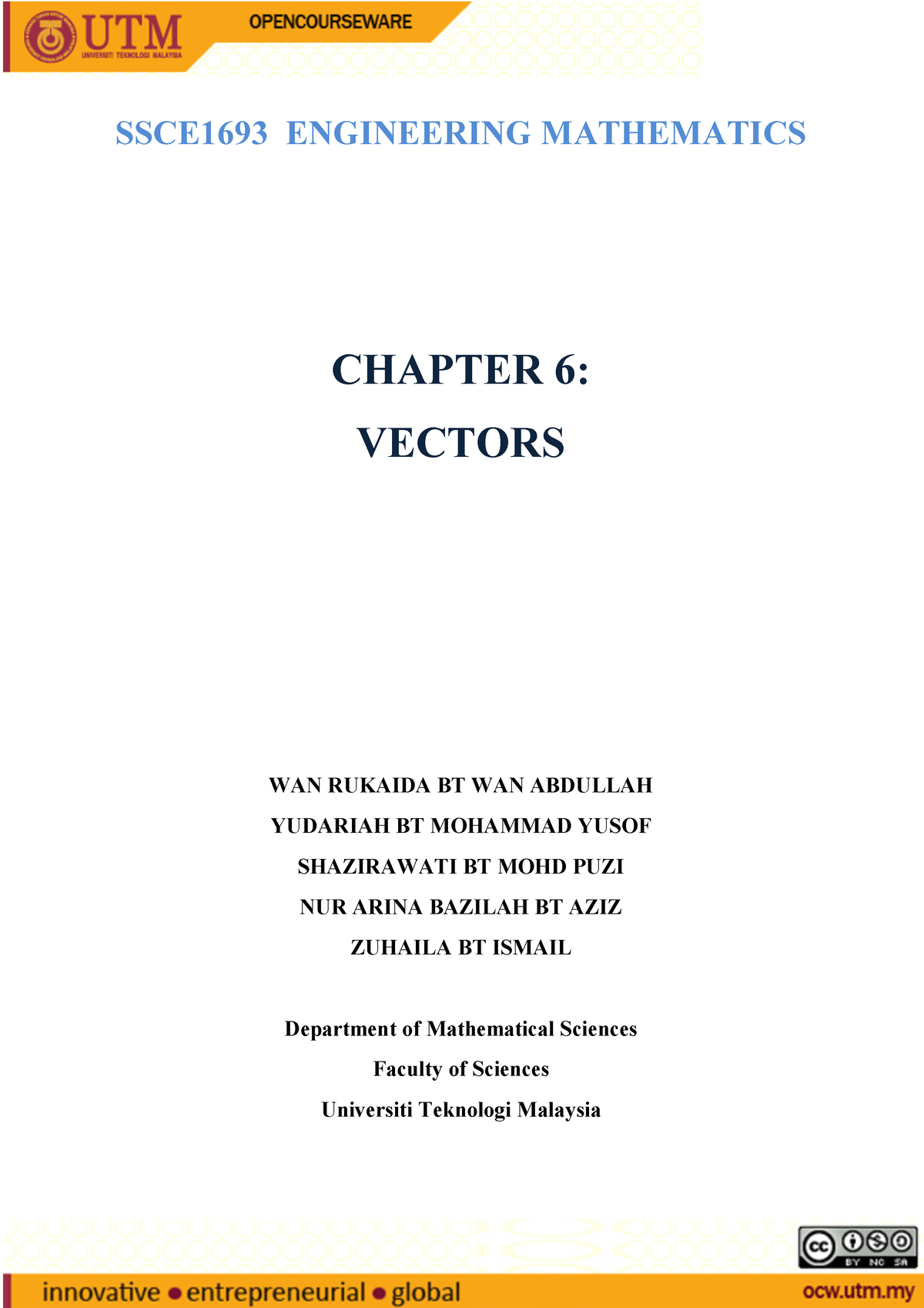 Chapter 6 - Vectors - Lecture Notes 6 - SSCE1693 ENGINEERING ...