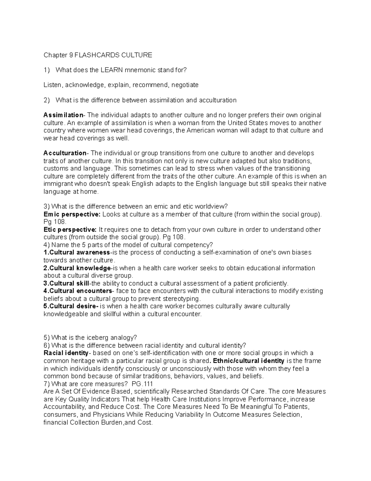 Fundamentals fl ASH cards 2 Chapter 9 FLASHCARDS CULTURE What does