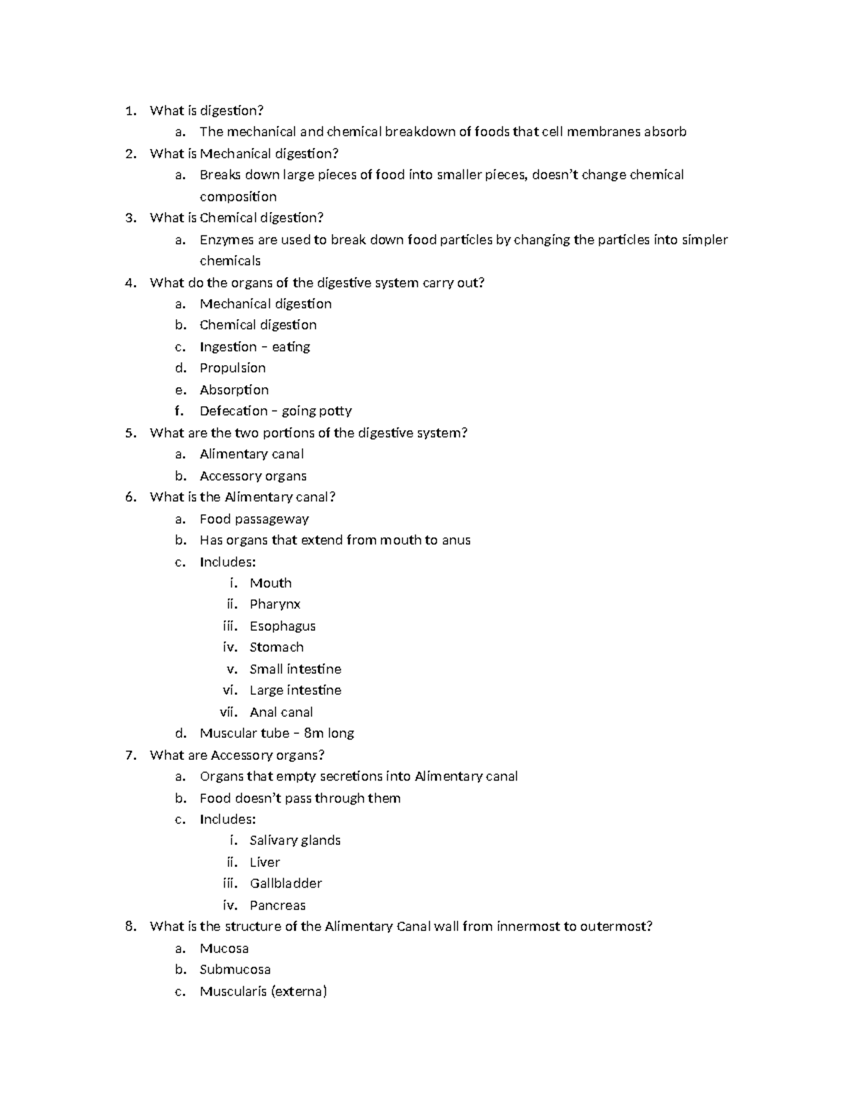 A&P II - Ch 17 - Digestive System Study Guide - What is digestion? a ...