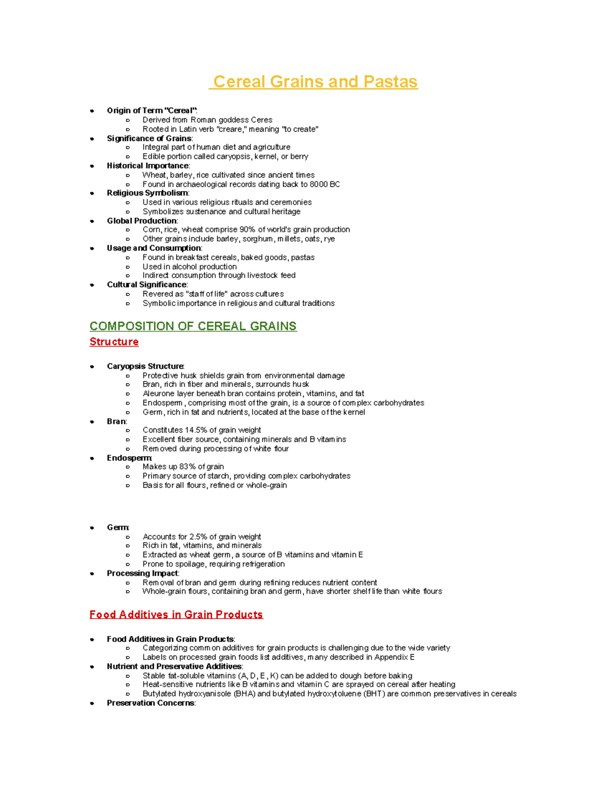 Chapter 16 Cereal Grains And Pastas - Cereal Grains And Pastas Origin ...