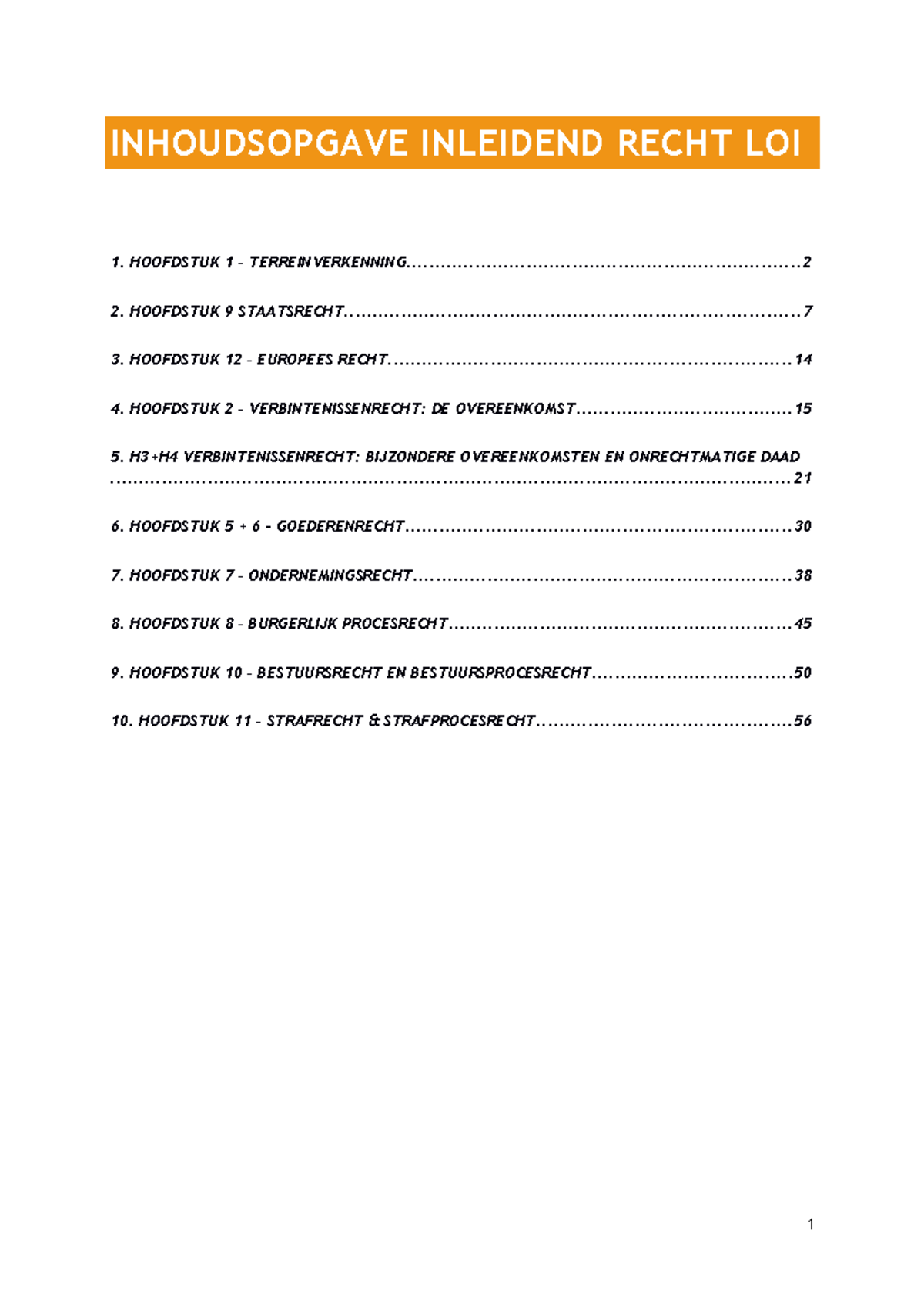 Complete Samenvatting Hoofdlijnen Nederlands Recht - INHOUDSOPGAVE ...