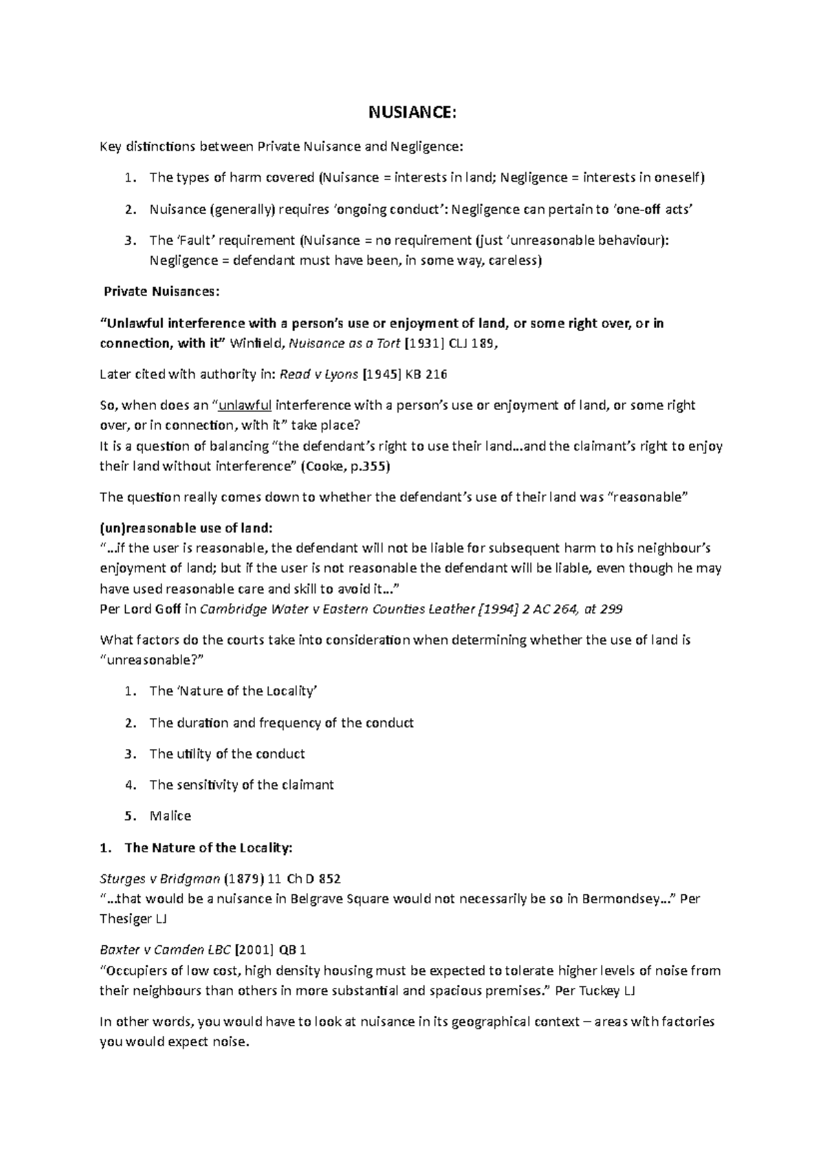 Nusiance - Lecture notes 8 - NUSIANCE: Key distinctions between Private ...