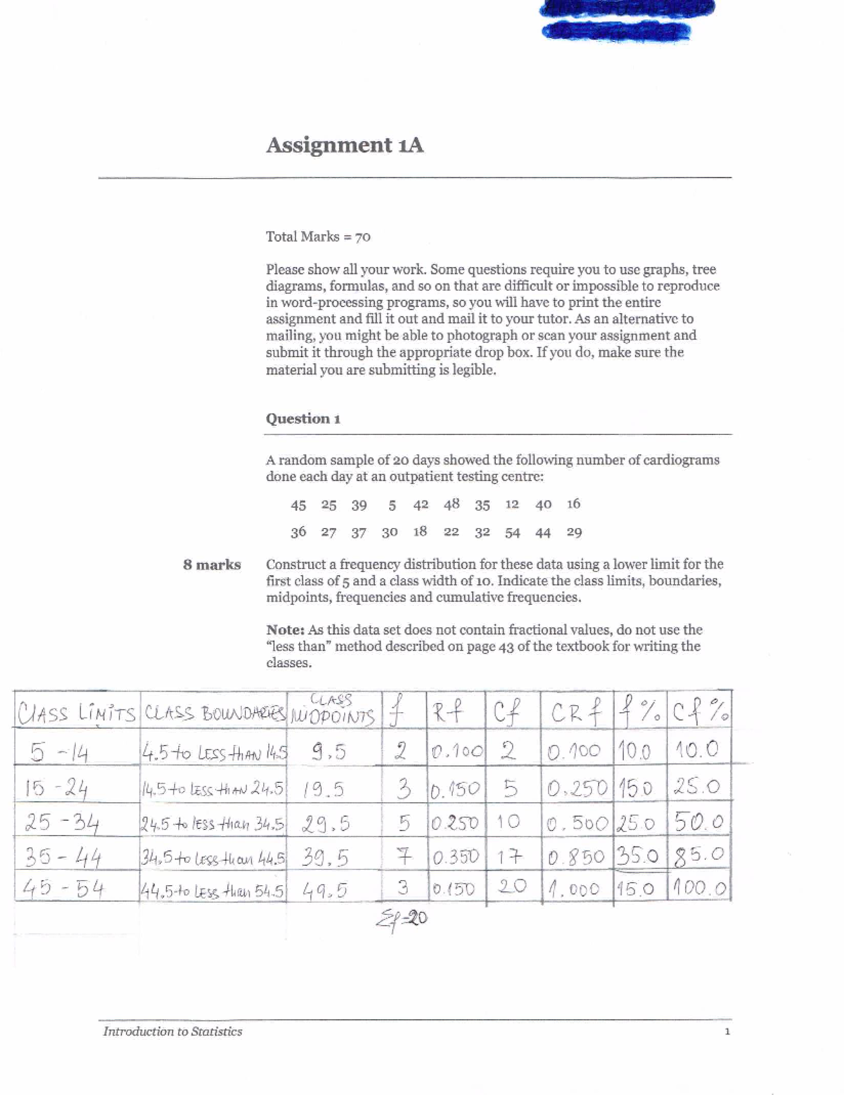 statistics assignment introduction