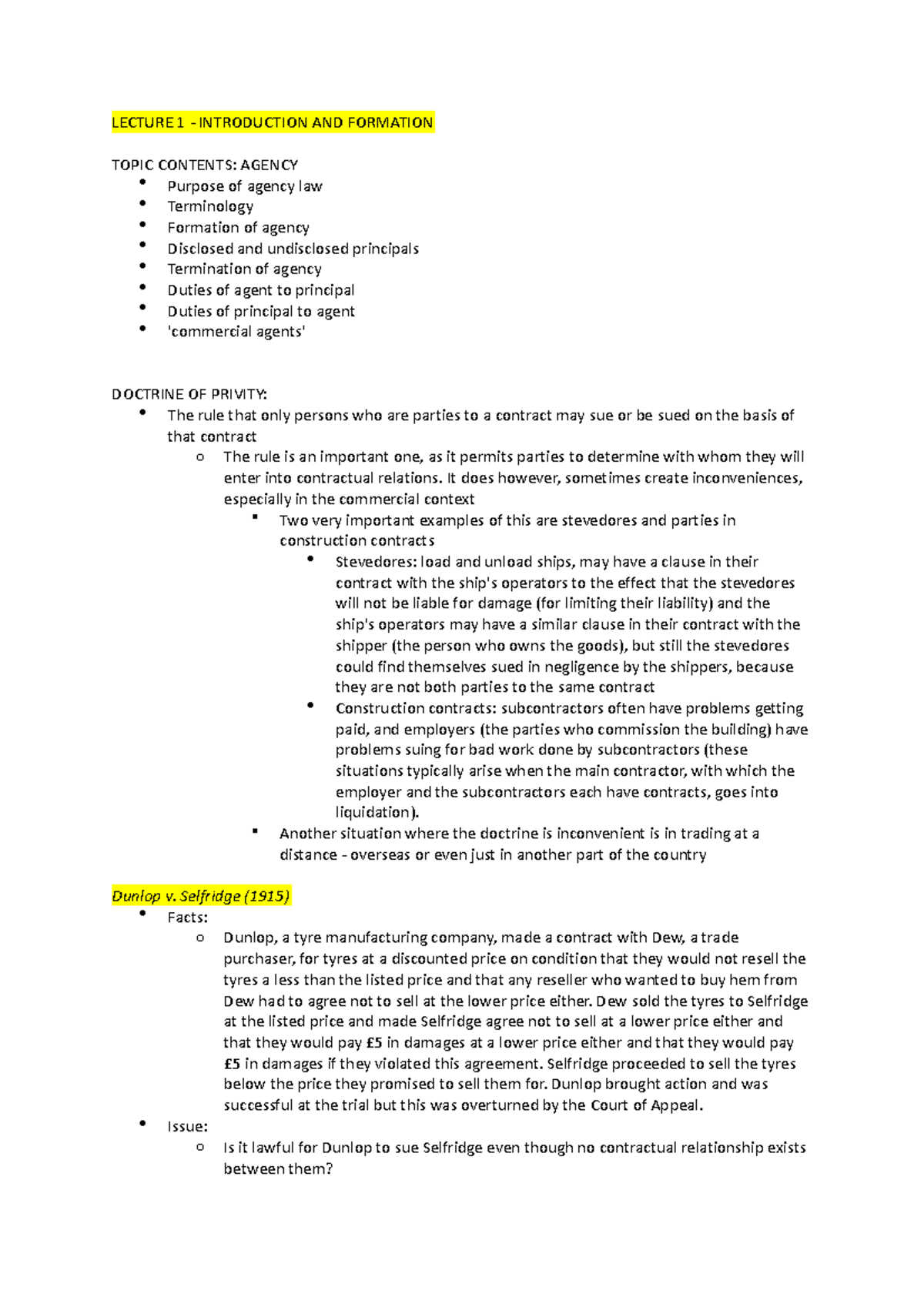 Law 237x (Principles of Commercial Law) Topic 1 - Agency - LECTURE 1 ...