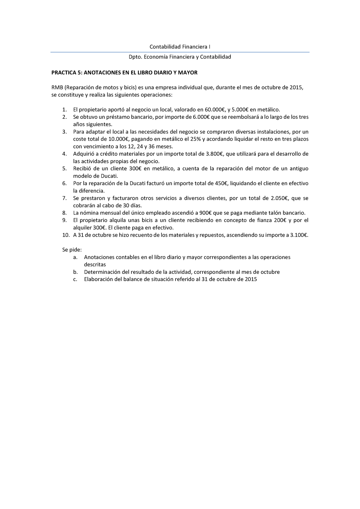 Practica 5 Contabilidad Financiera I Dpto Economía Financiera Y Contabilidad Practica 5 8129