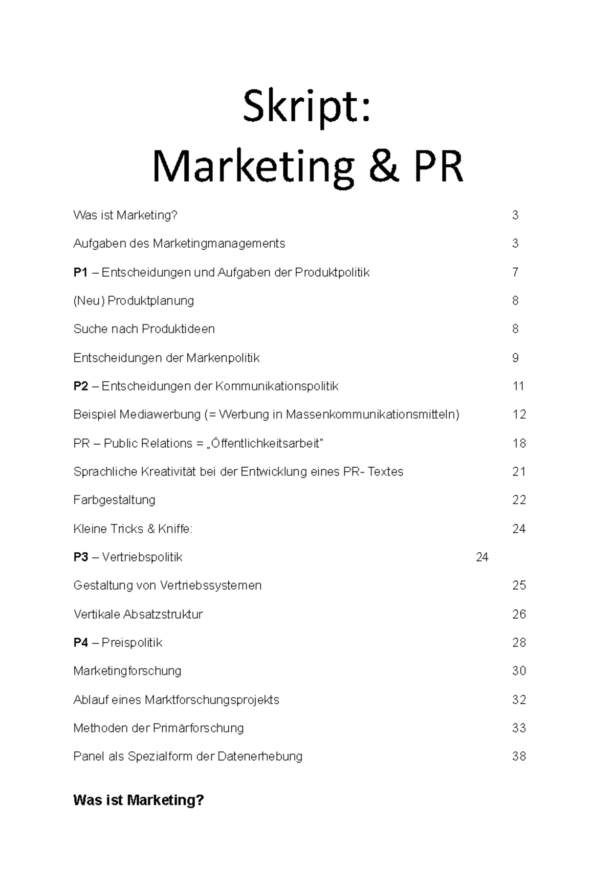 1. Marketing Grundlagen - Skript: Was ist Marketing? Marketing & PR ...
