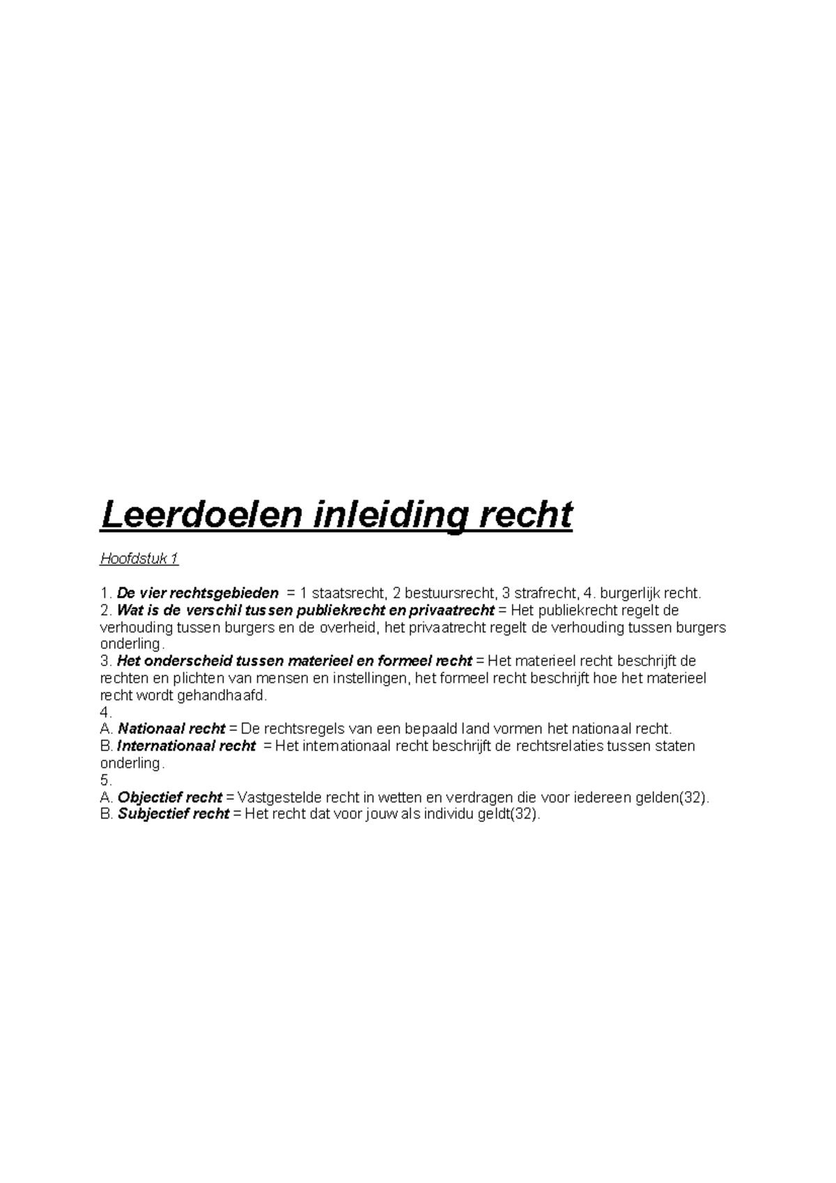 Huurrecht Samenvatting En Leerdoelen - Leerdoelen Inleiding Recht ...