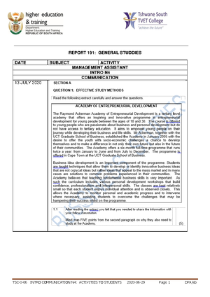 Computer Practice N4 Assignment - ASSIGNMENT QUALIFICATION NATIONAL N ...