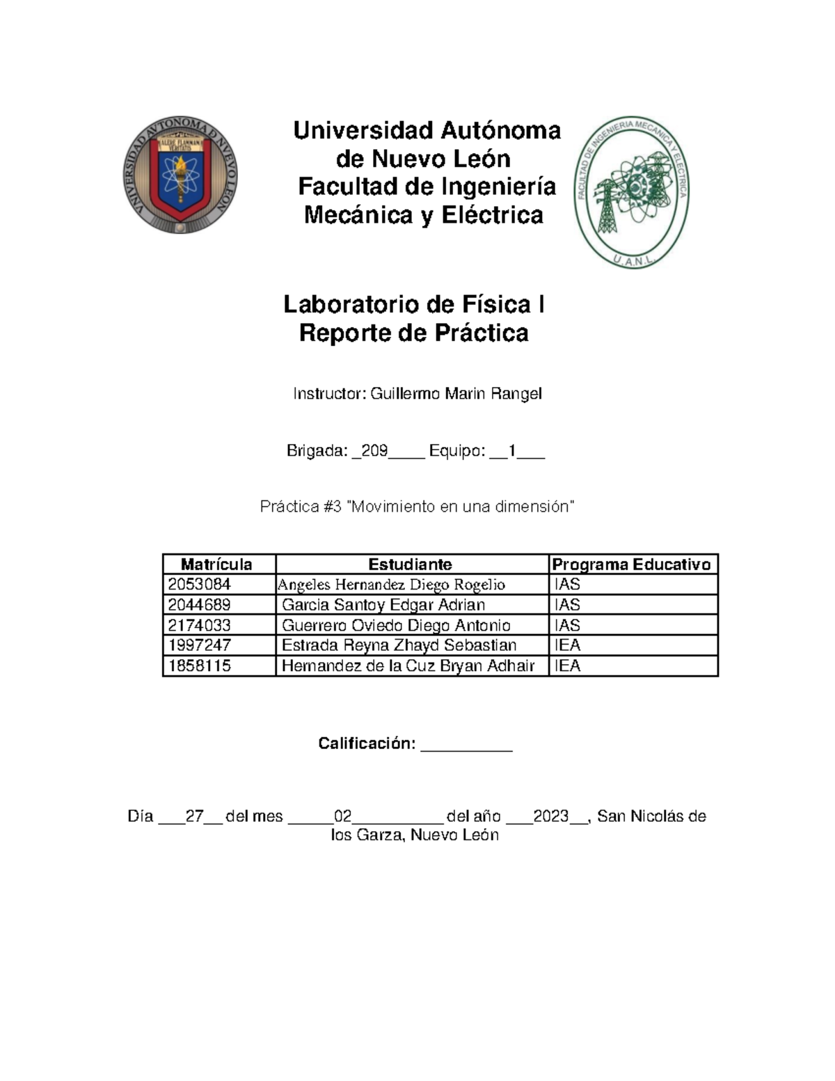 P3 lbfisica equipo 1 - practica 3 de laboratorio - Universidad Autónoma ...