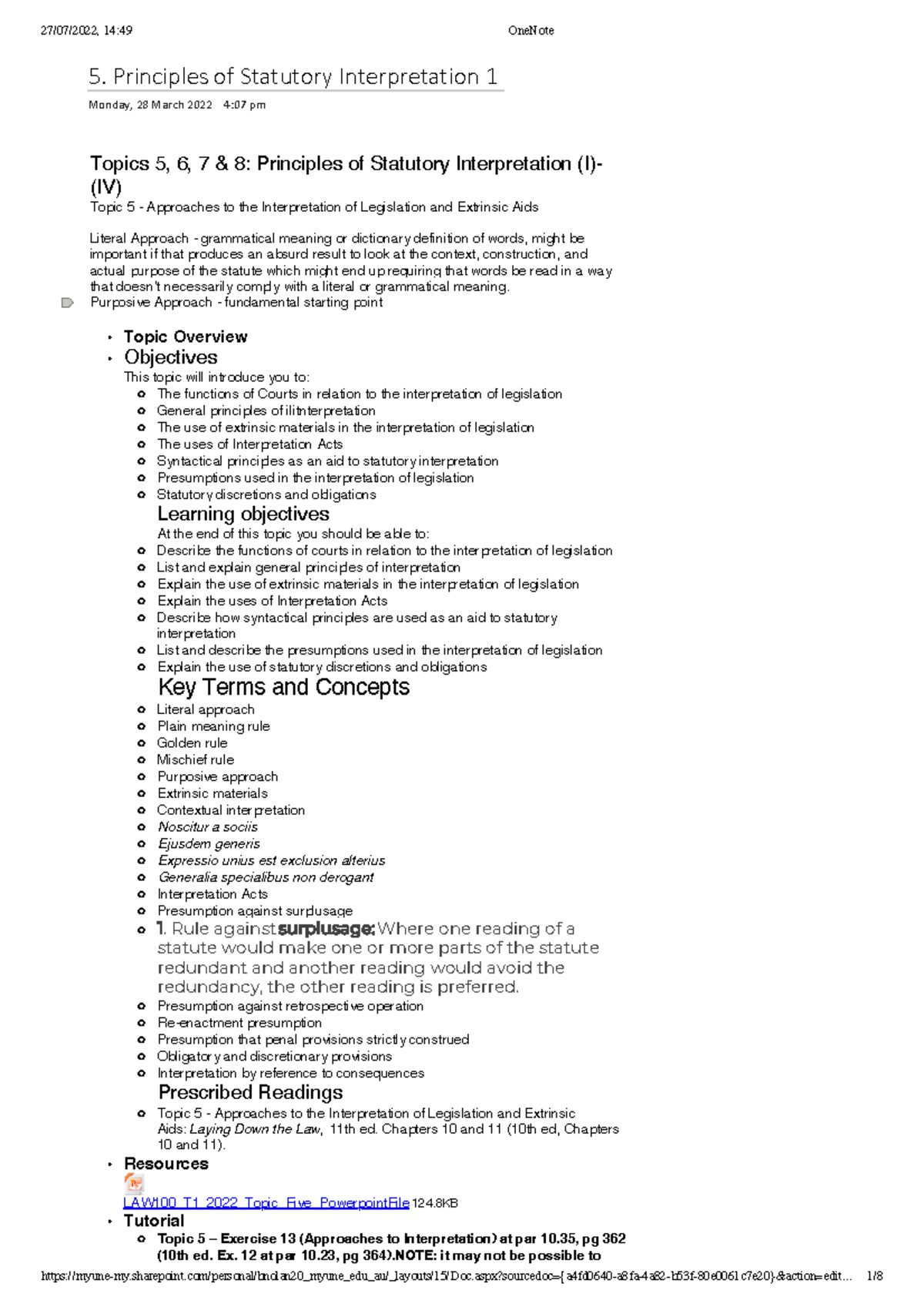 Foundations of Law - Principles of Statutory Interpretation - 5 ...