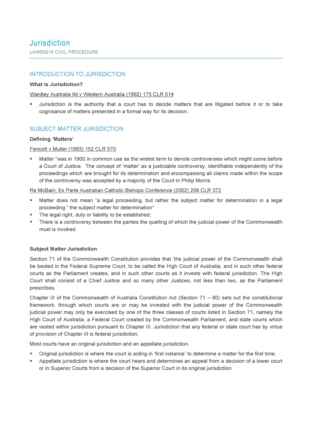 introduction to jurisdiction essay