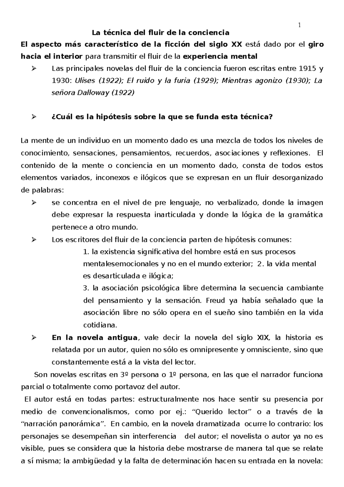 Tecnica del fluir de la conciencia - La técnica del fluir de la ...