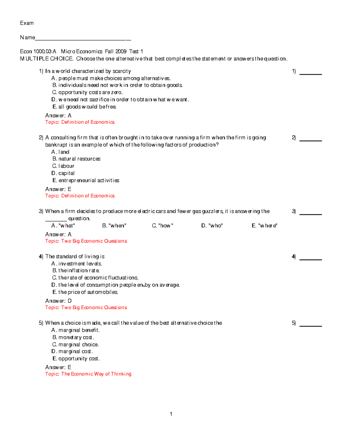 Exam 2011, questions and answers - Exam Name ...